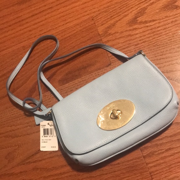 NWT-Coach Pale Blue Pebbled Leather Bag - Picture 3 of 7